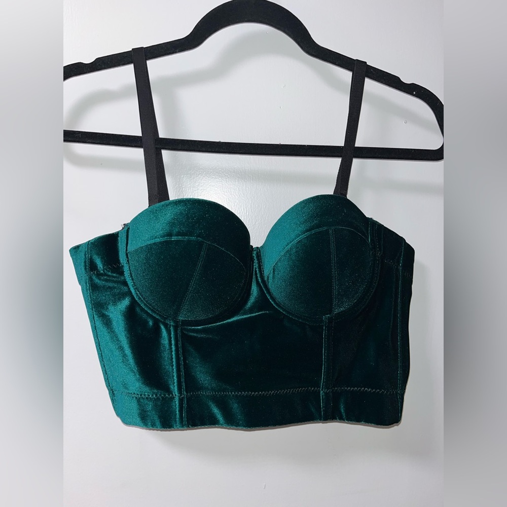 Women’s Green Velvet Corset Top